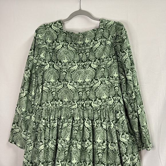 Laura Ashley x Joanie Vanora Peacock Damask Corduroy Midi Dress Green Size 12 - Picture 6 of 7